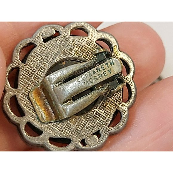 Vintage Elizabeth Morrey Designer Iridescent Rainbow Art Glass Clip On Earrings - Picture 8 of 9